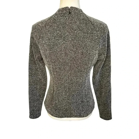 Ann Taylor Women’s Small Gray Mock Neck Textured Long Sleeved Blouse - Picture 3 of 6